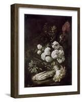 Still Life of Flowers and Vegetables, 17th Century-Giovanni-Battista Ruoppolo-Framed Giclee Print