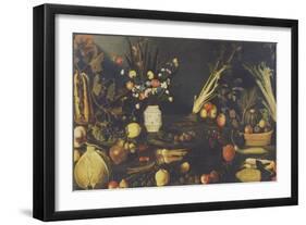 Still Life of Flowers, Fruit and Vegetables, C.1594-Caravaggio-Framed Giclee Print