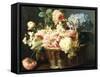 Still Life of Flowers in a Basket-Antoine Berjon-Framed Stretched Canvas