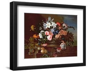 Still Life of Flowers in a Basket-Antoine Monnoyer-Framed Giclee Print