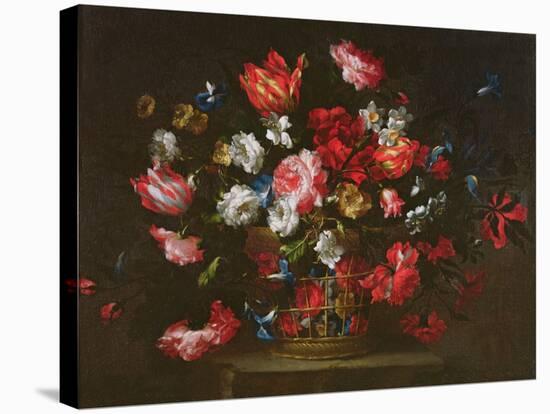 Still Life of Flowers in a Basket-Juan de Arellano-Stretched Canvas