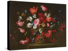 Still Life of Flowers in a Basket-Juan de Arellano-Stretched Canvas