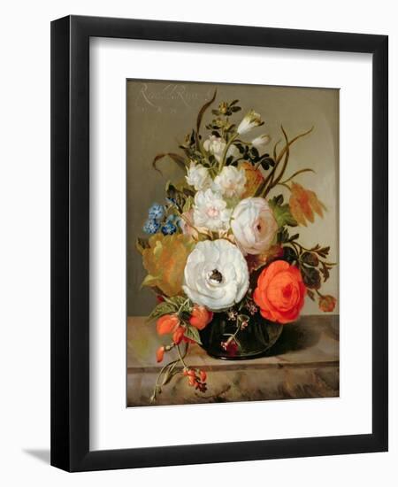 Still Life of Flowers in a Glass Vase, 1742-Rachel Ruysch-Framed Giclee Print