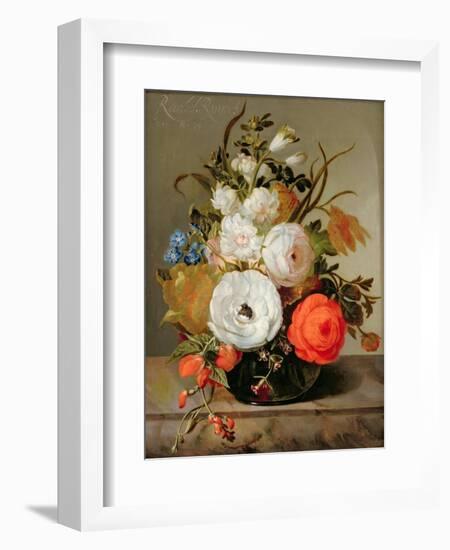 Still Life of Flowers in a Glass Vase, 1742-Rachel Ruysch-Framed Giclee Print