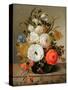 Still Life of Flowers in a Glass Vase, 1742-Rachel Ruysch-Stretched Canvas