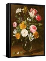 Still Life of Flowers in a Glass Vase (Panel)-Jan Philip Van Thielen-Framed Stretched Canvas