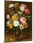 Still Life of Flowers in a Glass Vase (Panel)-Jan Philip Van Thielen-Mounted Giclee Print