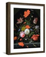 Still Life of Flowers in a Glass Vase-Abraham Mignon-Framed Giclee Print