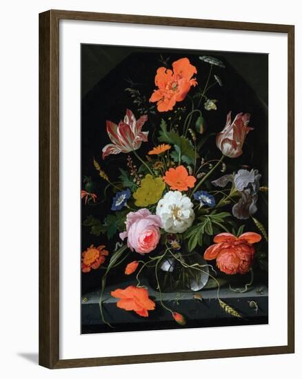 Still Life of Flowers in a Glass Vase-Abraham Mignon-Framed Giclee Print