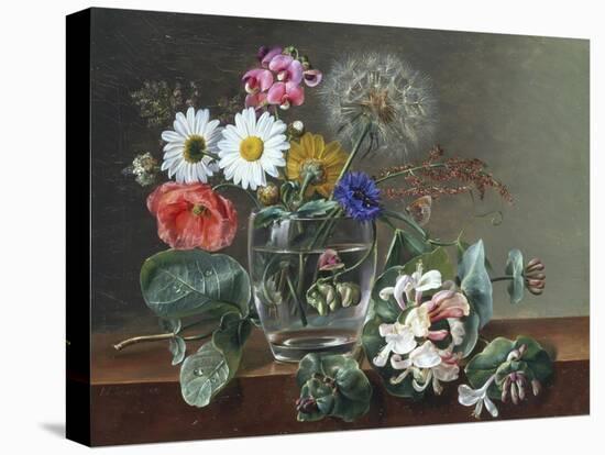Still Life of Flowers in a Glass-Johan Laurentz Jensen-Stretched Canvas