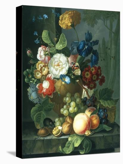Still Life of Flowers in a Terracotta Vase-Elizabeth Van Hoogenhuyzen-Stretched Canvas