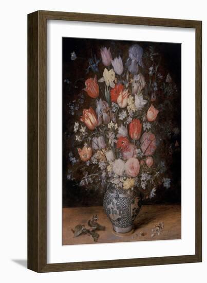 Still Life of Flowers in A Wooden Tub, 17Th Century (Oil on Canvas / Oil on Copper / Oil on Panel)-Jan the Younger Brueghel-Framed Giclee Print