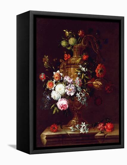 Still Life of flowers in an Urn, 17th century-Jean-Baptiste Monnoyer-Framed Stretched Canvas