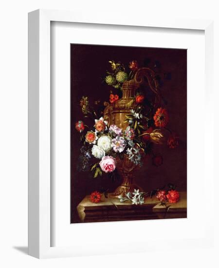 Still Life of flowers in an Urn, 17th century-Jean-Baptiste Monnoyer-Framed Giclee Print