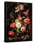 Still Life of Flowers on a Ledge-Abraham Mignon-Stretched Canvas