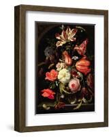 Still Life of Flowers on a Ledge-Abraham Mignon-Framed Giclee Print