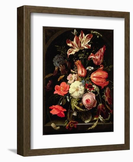 Still Life of Flowers on a Ledge-Abraham Mignon-Framed Giclee Print