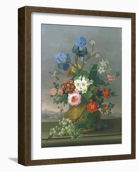 Still Life of Flowers on a Ledge-Johann Knapp-Framed Giclee Print