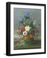 Still Life of Flowers on a Ledge-Johann Knapp-Framed Giclee Print