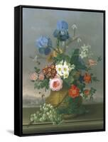 Still Life of Flowers on a Ledge-Johann Knapp-Framed Stretched Canvas