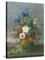 Still Life of Flowers on a Ledge-Johann Knapp-Stretched Canvas