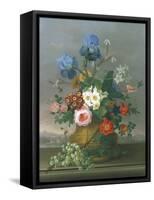 Still Life of Flowers on a Ledge-Johann Knapp-Framed Stretched Canvas