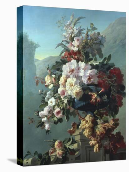 Still Life of Flowers on a Terrace-Pierre Bourgogne-Stretched Canvas