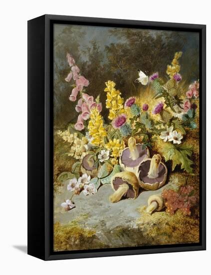 Still Life of Floxgloves, Mushrooms, Snapdragons, and Thistles-Thomas Worsey-Framed Stretched Canvas