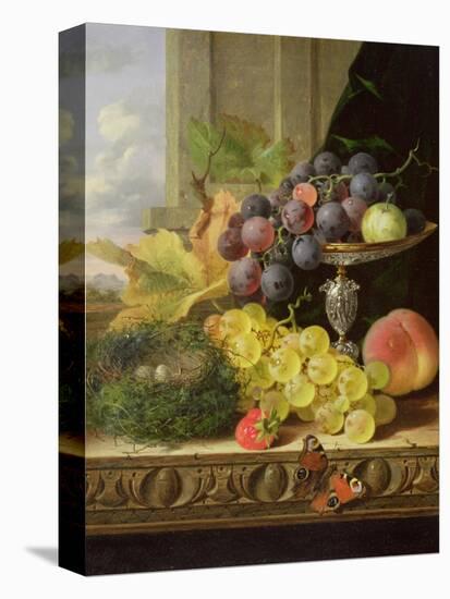 Still Life of Fruit, a Tazza and a Bird's Nest-Edward Ladell-Stretched Canvas