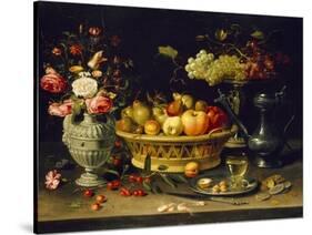 Still Life of Fruit and Flowers, 1608 - 1621-Clara Peeters-Stretched Canvas