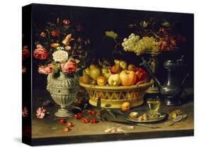 Still Life of Fruit and Flowers, 1608 - 1621-Clara Peeters-Stretched Canvas