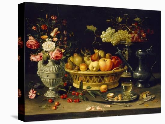 Still Life of Fruit and Flowers, 1608 - 1621-Clara Peeters-Stretched Canvas