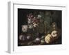 Still Life of Fruit and Flowers, 1670-80 (Oil on Canvas)-Abraham Brueghel-Framed Giclee Print