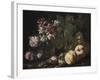 Still Life of Fruit and Flowers, 1670-80 (Oil on Canvas)-Abraham Brueghel-Framed Giclee Print