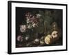 Still Life of Fruit and Flowers, 1670-80 (Oil on Canvas)-Abraham Brueghel-Framed Giclee Print