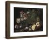 Still Life of Fruit and Flowers, 1670-80 (Oil on Canvas)-Abraham Brueghel-Framed Giclee Print