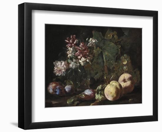 Still Life of Fruit and Flowers, 1670-80 (Oil on Canvas)-Abraham Brueghel-Framed Giclee Print