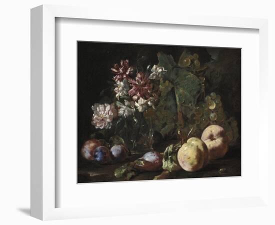 Still Life of Fruit and Flowers, 1670-80 (Oil on Canvas)-Abraham Brueghel-Framed Giclee Print