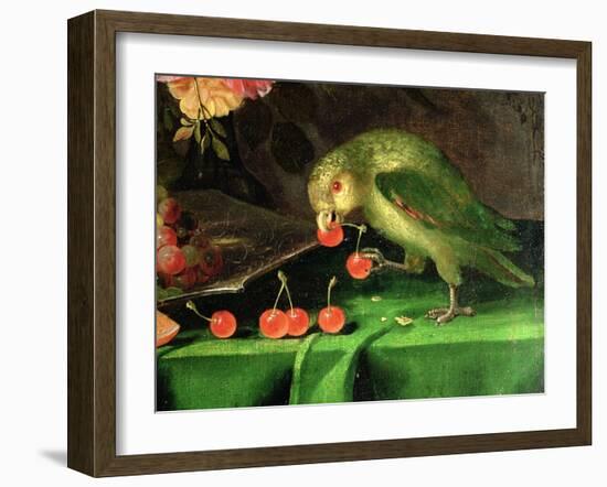 Still Life of Fruit and Flowers, Detail of a Parrot (Detail)-Jan Davidsz. de Heem-Framed Giclee Print