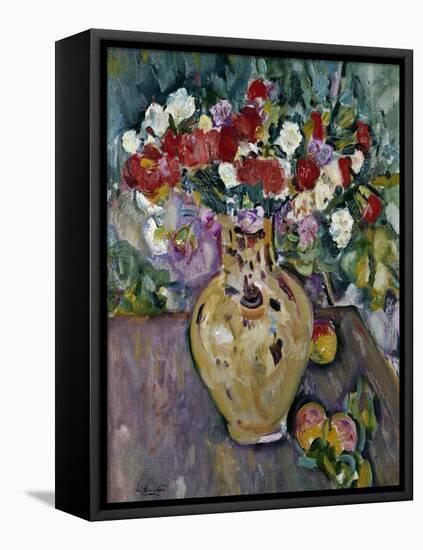 Still Life of Fruit and Flowers in a Vase-George Leslie Hunter-Framed Stretched Canvas