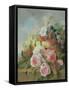 Still Life of Fruit and Roses on a Ledge-Edward Ladell-Framed Stretched Canvas