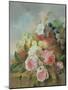 Still Life of Fruit and Roses on a Ledge-Edward Ladell-Mounted Giclee Print