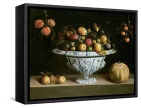 Still Life of Fruit in a Blue and White Bowl, C.1630-null-Framed Stretched Canvas