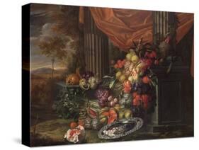 Still Life of Fruit in a Landscape Setting-Jan Pauwel the Elder Gillemans-Stretched Canvas