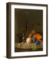 Still Life of Fruit on a Ledge with a Roemer and a Wine Glass-Jacob Van Walscapelle-Framed Giclee Print