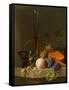 Still Life of Fruit on a Ledge with a Roemer and a Wine Glass-Jacob Van Walscapelle-Framed Stretched Canvas