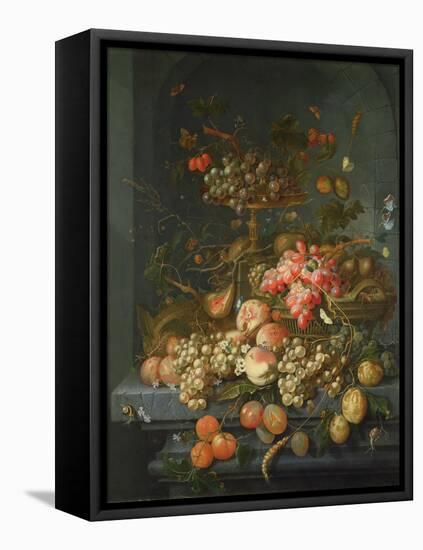 Still Life of Fruit on a Ledge-Coenraet Roepel-Framed Stretched Canvas