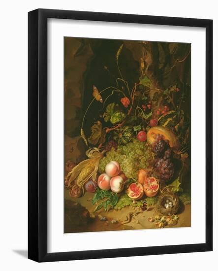 Still Life of Fruit with a Bird's Nest and Insects, 1710-Rachel Ruysch-Framed Giclee Print