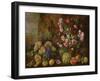 Still Life of Fruits and Flowers (Oil on Canvas)-Italian School-Framed Giclee Print