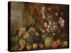 Still Life of Fruits and Flowers (Oil on Canvas)-Italian School-Stretched Canvas